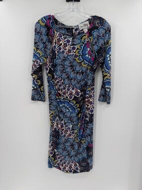 Joseph Ribkoff Women's Jersey Dress with zipper detail - Peacock Pattern - 8